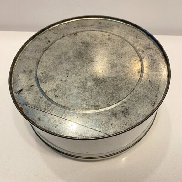 Vintage Birds of Paradise Empty Cookie Cake Tin White Round Farmhouse Decor - Picture 5 of 6